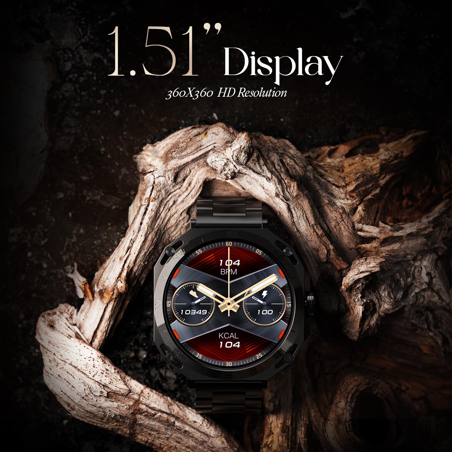 boAt Newly Launched Enigma Z20 Smart Watch with 1.51” HD Display, Luxurious Metal Body Design,Save Upto 250 Contacts,SOS, Password,Built-in Games,Voice Assistant,HR&Sp02 Monitoring,IP68(Metal Black) 