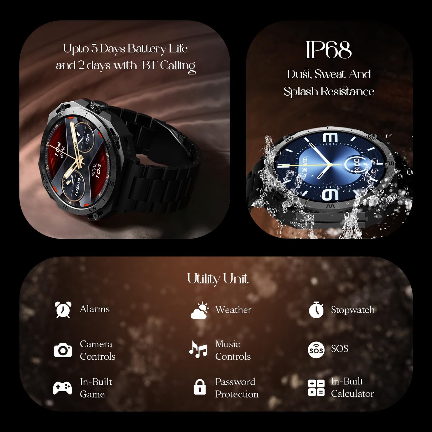 boAt Newly Launched Enigma Z20 Smart Watch with 1.51” HD Display, Luxurious Metal Body Design,Save Upto 250 Contacts,SOS, Password,Built-in Games,Voice Assistant,HR&Sp02 Monitoring,IP68(Metal Black) 