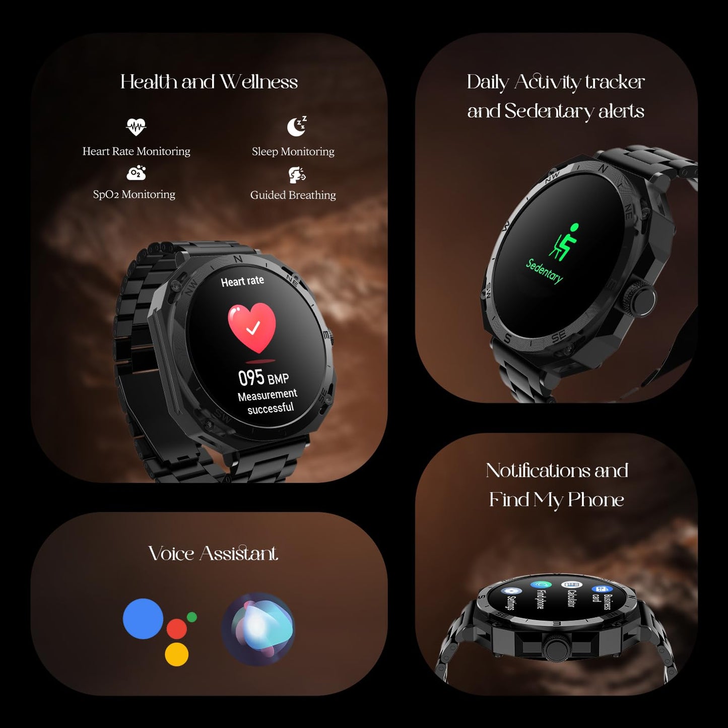 boAt Newly Launched Enigma Z20 Smart Watch with 1.51” HD Display, Luxurious Metal Body Design,Save Upto 250 Contacts,SOS, Password,Built-in Games,Voice Assistant,HR&Sp02 Monitoring,IP68(Metal Black) 