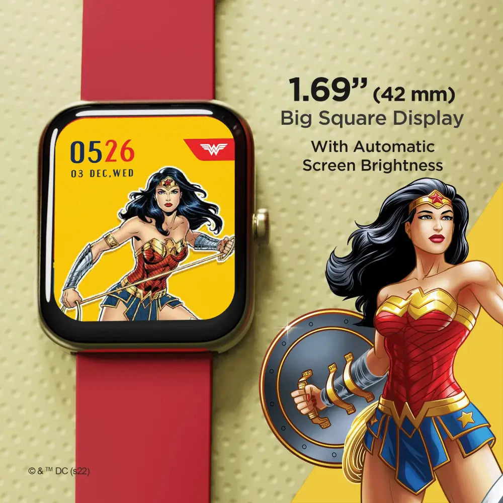boAt Xtend Smartwatch Wonder Woman Edition (Amazonian Red) 