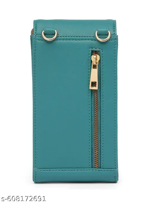 Globus Women Green Vegan Leather Textured Sling Bag With Detachable Strap