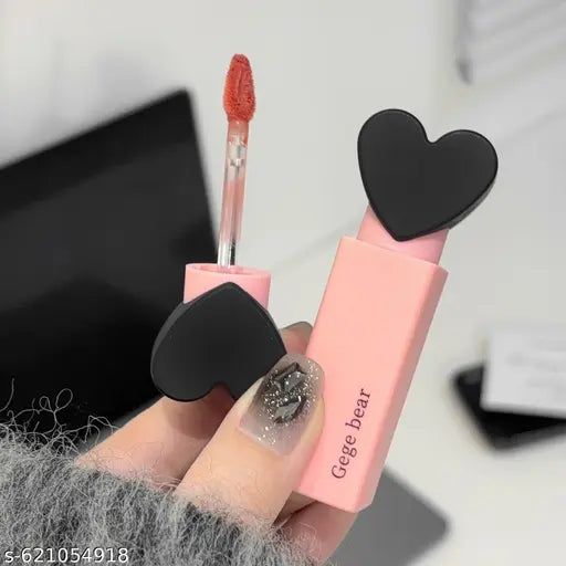 Gege Bear Heart Lip Glaze | Velvet Matte Korean Lip Tint | Soft Mist Creamy Lip Color | Long Lasting Waterproof Lipstick for Women & Girls