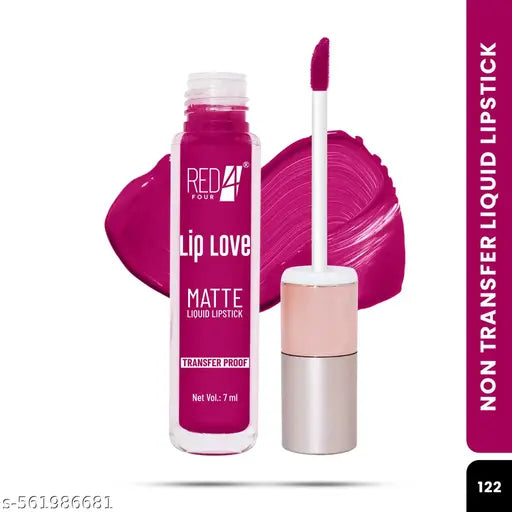 RED 4 Lip Love Matte Liquid Lipstick | Transfer Proof | Smooth Texture | Hydrating | Long Lasting | Water-proof Full Coverage Liquid Lipstick (122,7ml)