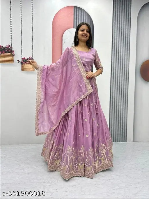 Embroidered Semi Stitched Lehenga Choli