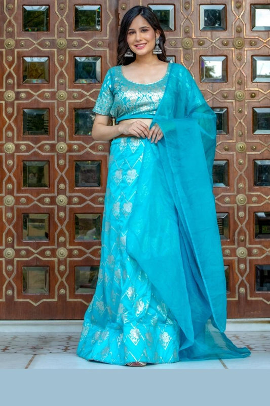 Ocean Green Zardozi Lehenga Set