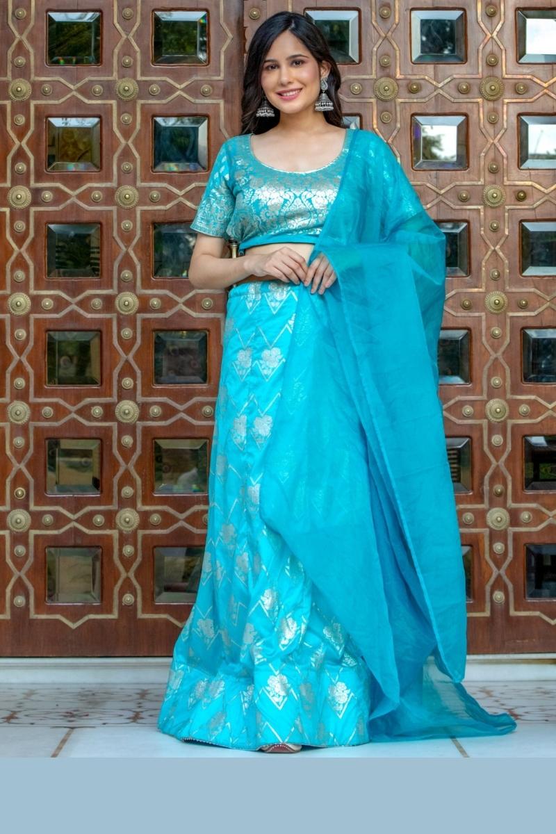 Ocean Green Zardozi Lehenga Set