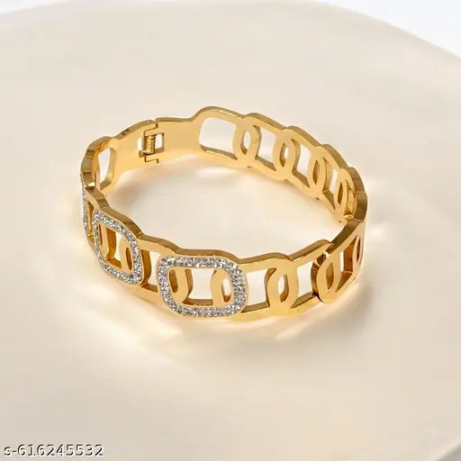 Anti Tarnish Gold Plated Stainless Steel Bracelet For Women & Girls