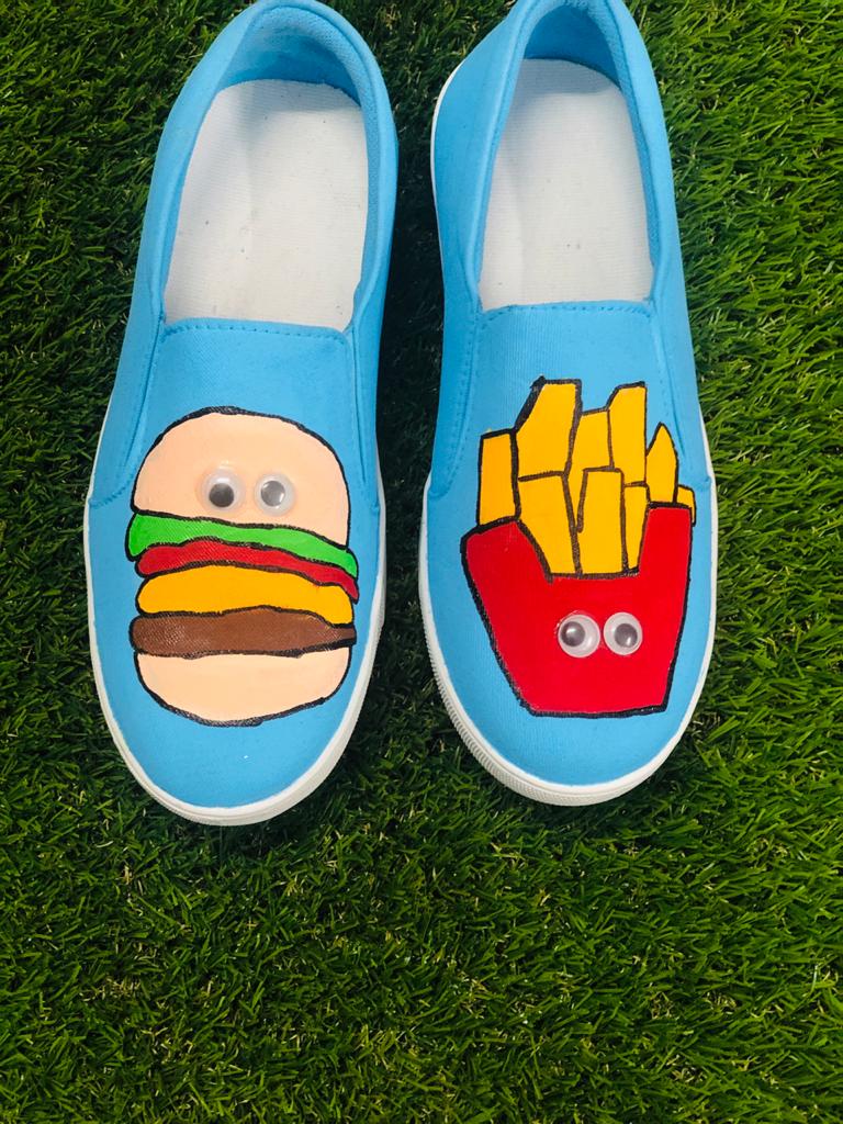Burger Fries Junk Hand Printed Shoe
