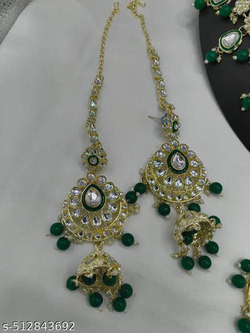 STYLISH KUNDAN CHOKER WEDDING PARTY TRADITIONAL BRIDAL NECKLACE JEWELLERY SET FOR WOMEN