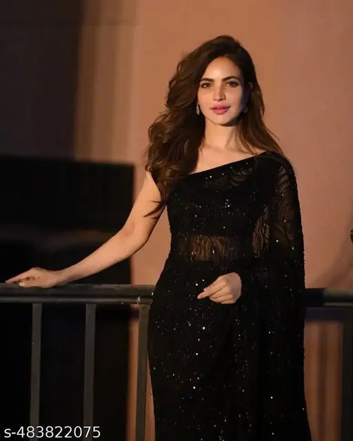 Pure Georgette Embroidered Saree with Blouse