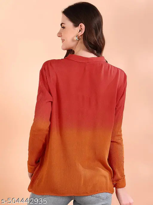 Maaesa Tie-Dye Perfection Red & Orange Collared Shirt