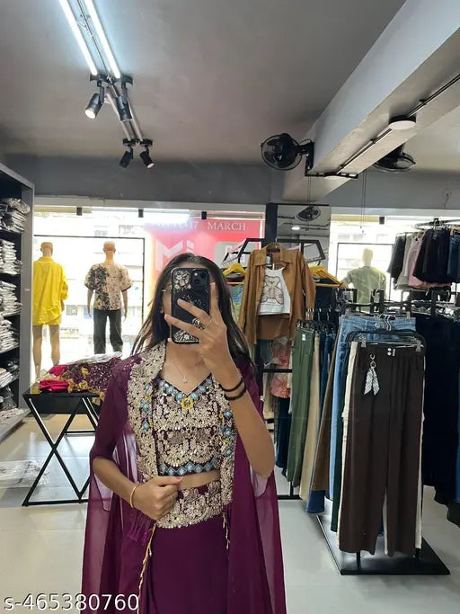 Georgette Semi-Stitched Lehenga with Unstitched Blouse and Dupatta