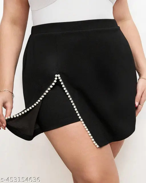 Addyvero Women Lace Party wear Black Skorts