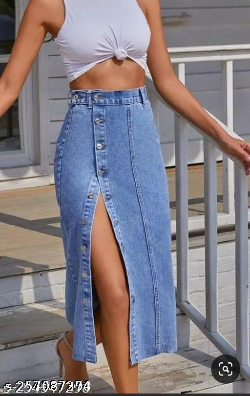 High Waist Woman denim long skirt