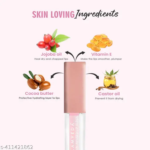 Glamveda High Shine Serum Infused Lip Gloss | PH Colour Changing Lip Gloss (Hookup - 109) For Soft & Dewy Lips | Unique Pink Shade Based on Skin's PH | 4.5ml