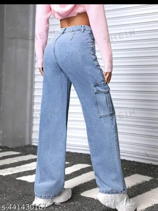 WIDE LEG 6 POCKET CARGO BY 9X DENIM || FLAP POCKET JEANS || FLAP POCKET ICE CARGO WOMEN || FLAP POCKET DENIM CARGO || HIGH WAIST BAGGY WIDELEG DENIM JEANS CARGO POCKET JEANS