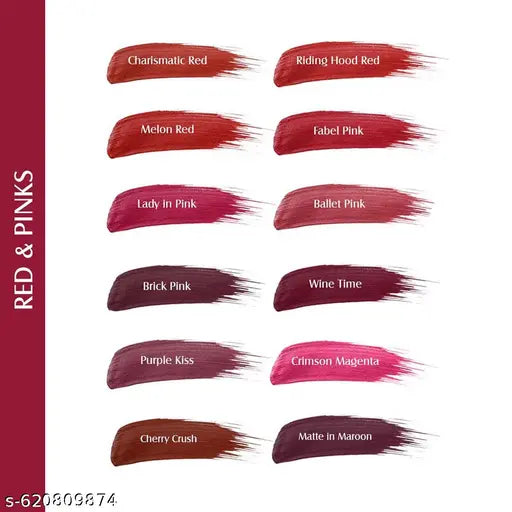 Glam21 Passion Matte Lip Ink | Upto 12-Hour Color Stay | Lightweight & Comfortable | Non-Sticky And Non-Drying | Shades-Lady In Pink, Dark Nights, Purple Kiss & Nude Pout 6gm Each | Pack Of 4