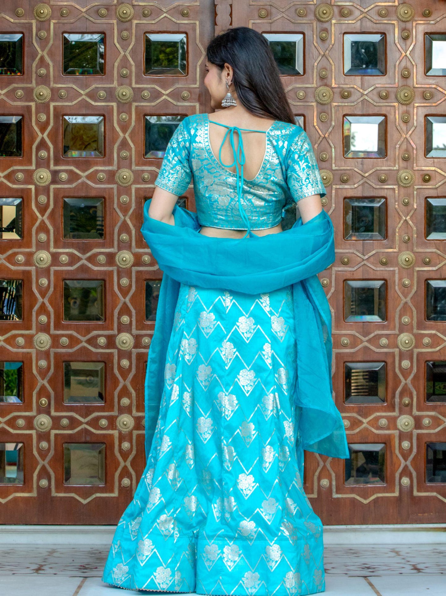 Ocean Green Zardozi Lehenga Set