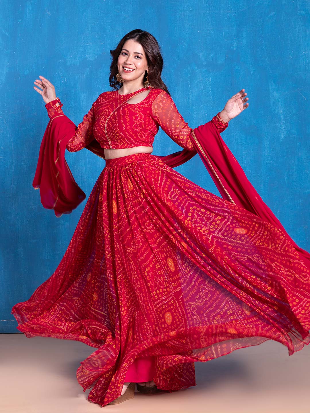 Cosmo Magenta Bandhani Lehenga Set