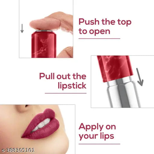 RENEE Marble Lipstick - Rosa, Rich Payoff with high Color Pigment, Moisturizing, Nourishing,   Smooth Creamy Matte Finish, Enriched with Shea Butter & Vitamin E, 4Gm