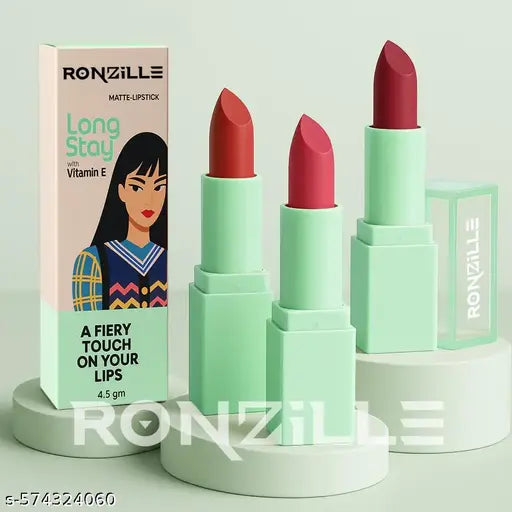 Ronzille Matte Lipstick Long Stay Fortified With Vitamin-E (Packof 3)