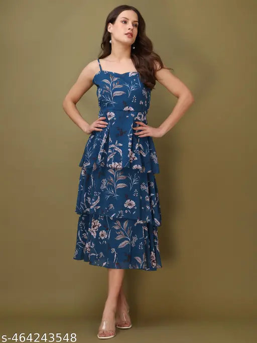 Milost Women's Midi Length Layered Dress