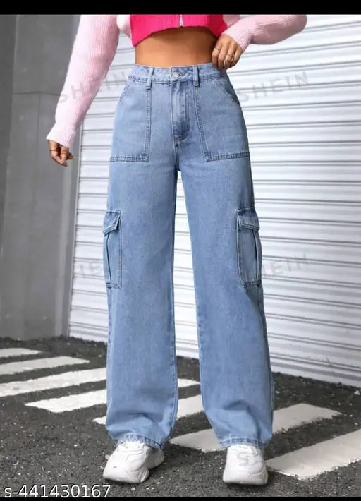 WIDE LEG 6 POCKET CARGO BY 9X DENIM || FLAP POCKET JEANS || FLAP POCKET ICE CARGO WOMEN || FLAP POCKET DENIM CARGO || HIGH WAIST BAGGY WIDELEG DENIM JEANS CARGO POCKET JEANS