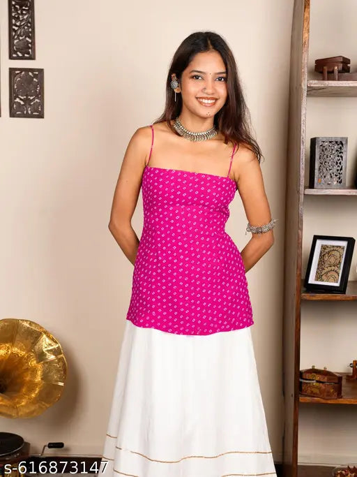 Anni Designer Women's Rayon Viscose Pink Sleeveless Kurti with Beautiful Floral Printed Work, Elegant Ethnic Top for Festive, Casual & Daily Wear, Stylish Designer Kurta for Women and Girls