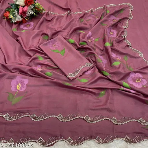 Digital Print Bollywood Satin Saree