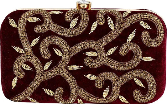 Flawo Party Formal Casual Maroon  Clutch