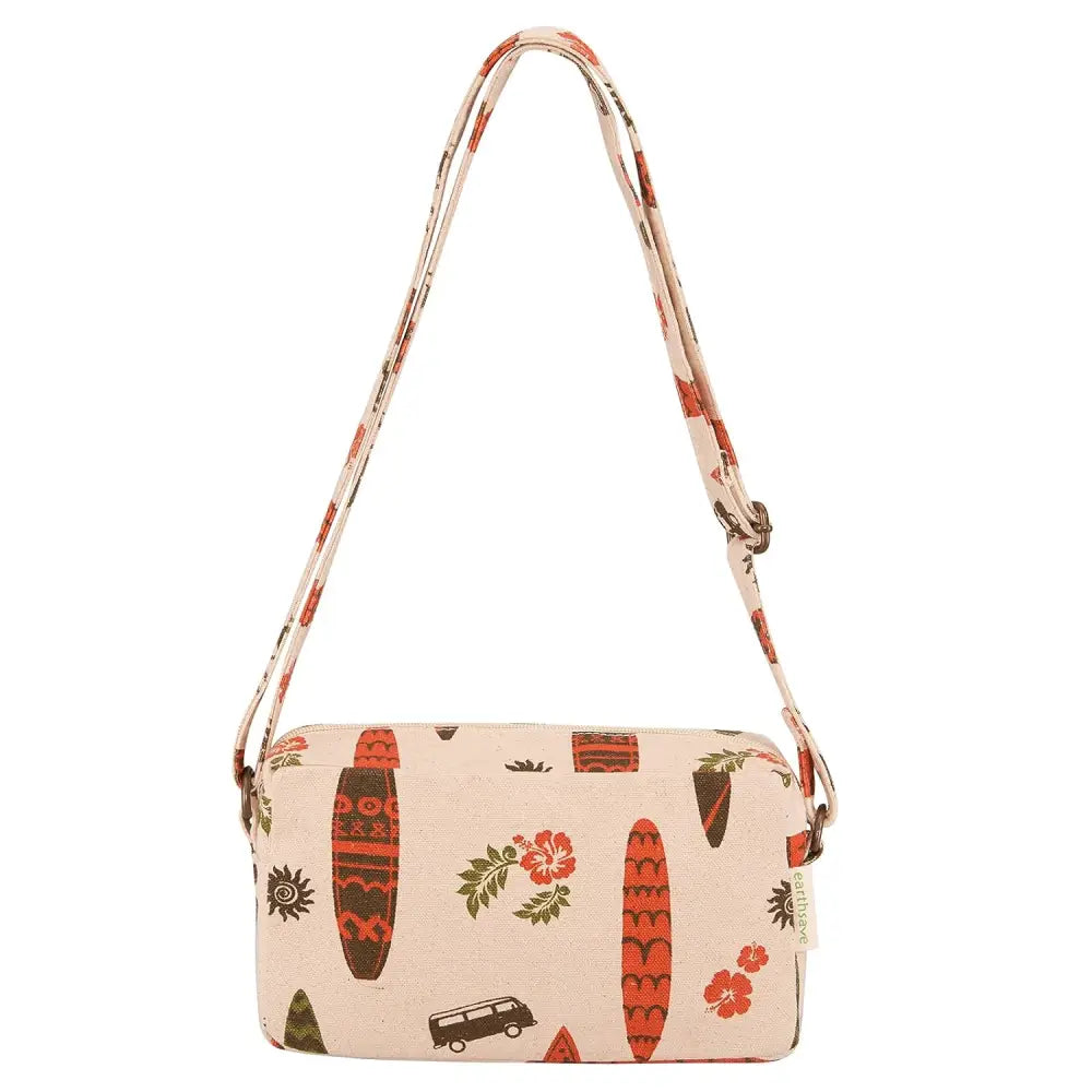 earthsave Cotton Premium Sling Bag|Canvas Sling Bag for Women with Adjustable strap | Waterproof Lining. (Off White, Orange & Olive green) 