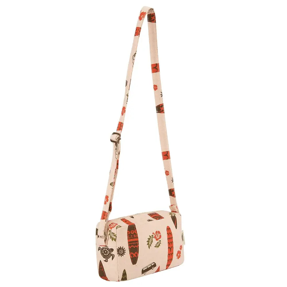 earthsave Cotton Premium Sling Bag|Canvas Sling Bag for Women with Adjustable strap | Waterproof Lining. (Off White, Orange & Olive green) 