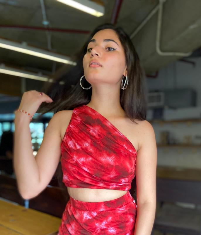 Red One Shoulder Tie Dye Crop Top