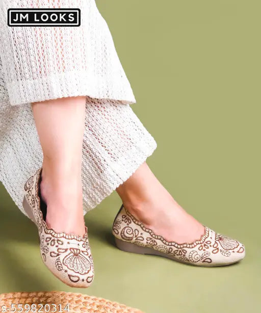 Women's Bellies Flat-ShoesEmbellished Slip-on Shoes for Casual Outing Long Walk - Brown