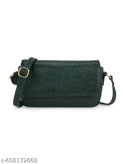 Globus Women Green Animal Effect Sling Bag With Inner Zip Pocket