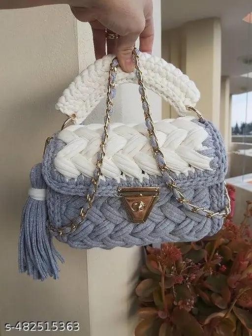 Handcrafted Ethnic Sling Bag with Intricate Tassel Detailing, Chain Shoulder Strap, and Elegant Design - Perfect for Casual and Formal Occasion