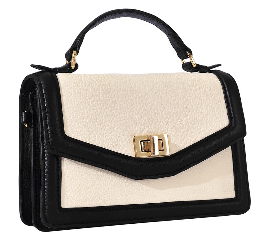 eske Aria Leather Handbag For Women (Black Vanilla) 