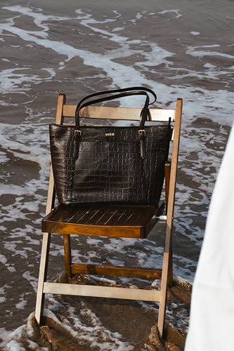 eske Jemma Genuine Leather Tote Bag for Women (Dark Tan Hand-Stitched) 