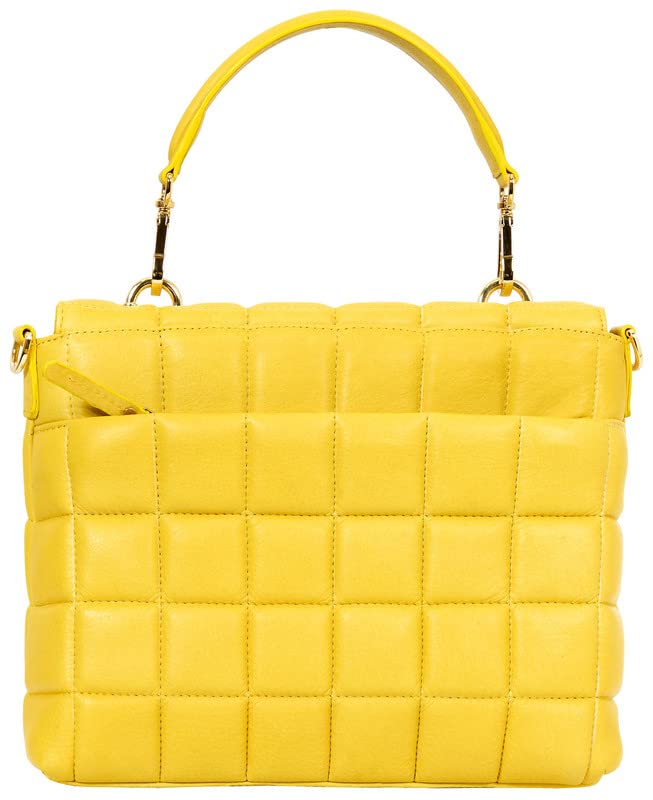 eske Leonie Square Satchel Handbag For Women (Yellow Nappa) 