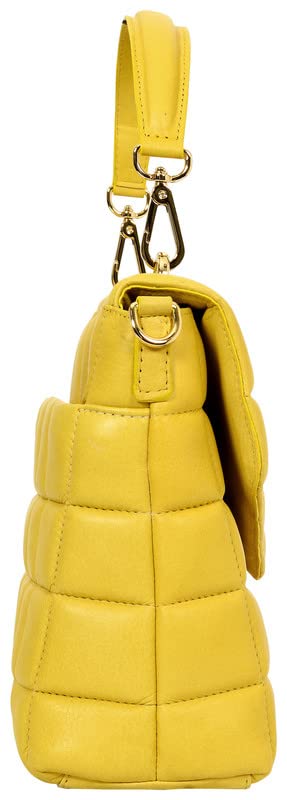 eske Leonie Square Satchel Handbag For Women (Yellow Nappa) 