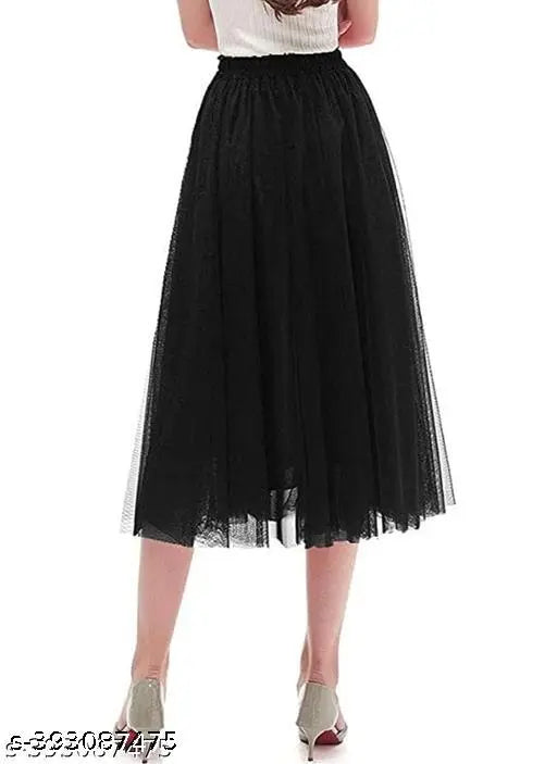 Calf length skirt for women black