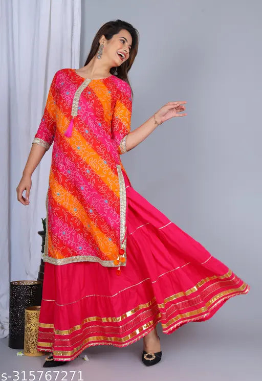 LVISH CRAFTS Presents Kurta Skirt With Dupatta set