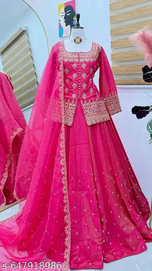 Designer Top Lehenga Set with Dupatta | Wedding & Party Wea