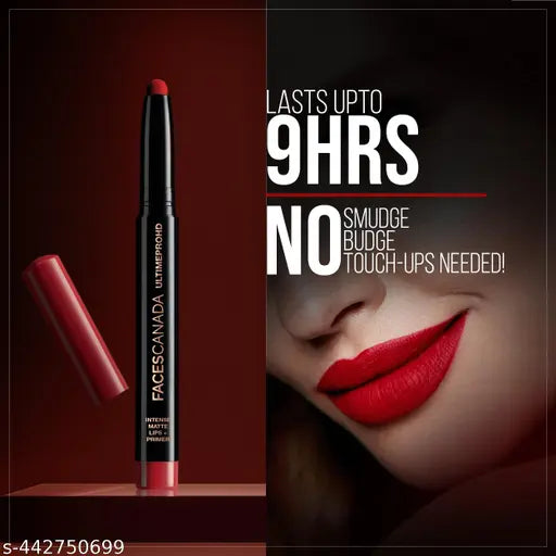 FACES CANADA Ultime Pro HD Intense Matte Lips + Primer - Chestnut 27, 1.4g | 9HR Long Stay | Primer Infused For Flawless HD Matte Finish | Intense Color Lightweight Silky Smooth Cream Application