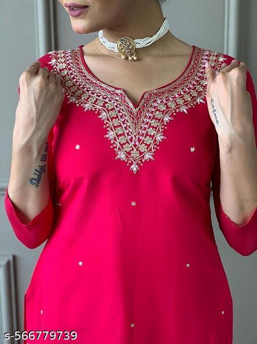 Wedding kurta set women heavy kurta set chanderi silk kurti set