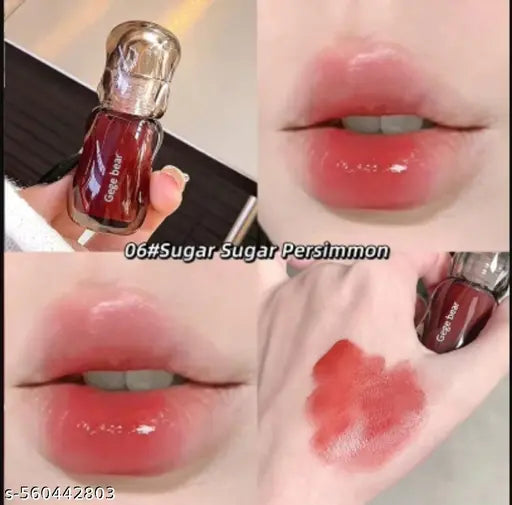 Gege Bear Mirror Shine Lip Gloss | Ultra-Watery Moisturizing Formula | Lightweight, Non-Sticky & Long Lasting | Soft Whitening Glossy Finish | Cute Korean Style Lip Glaze for Girls & Women