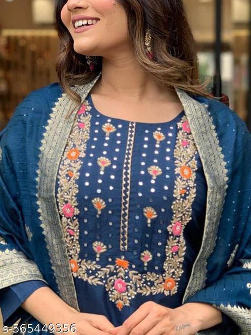 Wedding kurta set women heavy kurta set chanderi silk kurti set