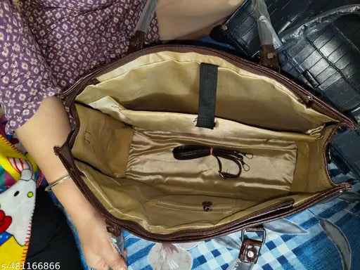 LEATHER HANDBAG OFFICE HANDBAG FOR WOMEN PREMIUM QUALITY TOTE BAG FOR LADIES WITH TWO HANDLES AND SHOULDER STRAP FASHIONABLE CARRYBAG BIG LARGE CAPACITY