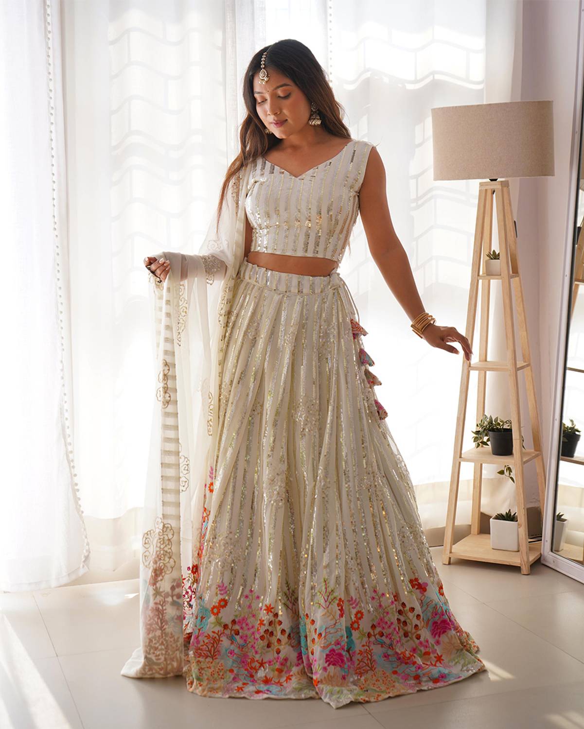Embroidered Semi Stitched Lehenga Choli
