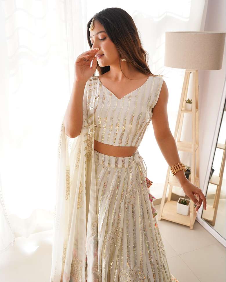 Embroidered Semi Stitched Lehenga Choli